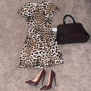 leopard fit and flare A line dress